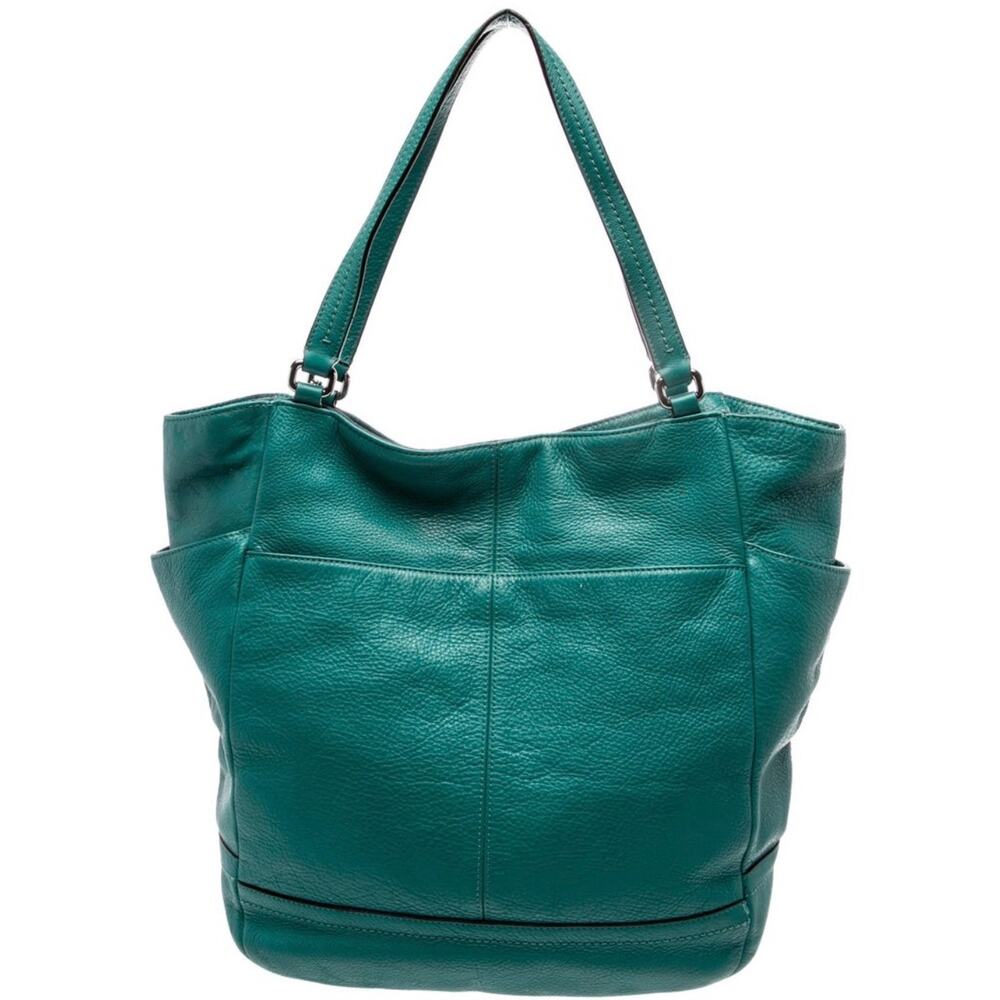 Coach Park Leather North/South Tote  Teal EUC - Picture 3 of 6